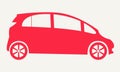 Red car silhouette icon isolated on white background. Vector illustration. Royalty Free Stock Photo